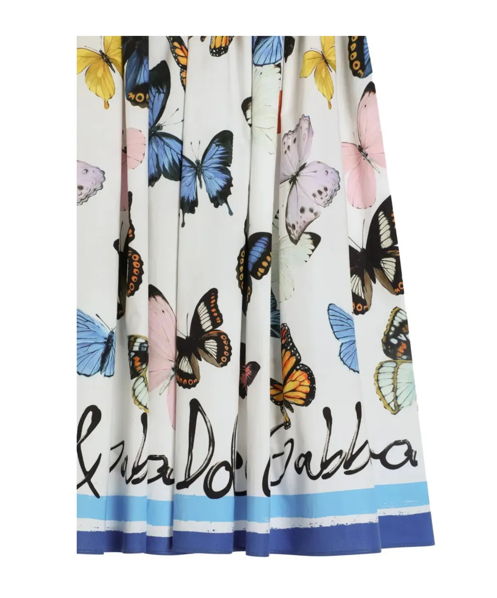Butterfly-Print Poplin Skirt