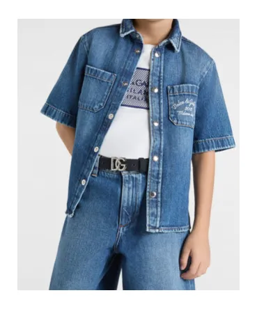 Logo Embroidered Denim Shirt