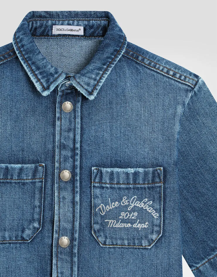 Logo Embroidered Denim Shirt