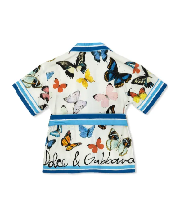 Butterfly-Print Poplin Shirt