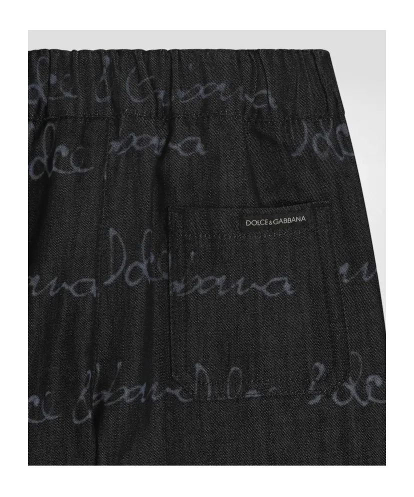 Logo Printed Denim Shorts
