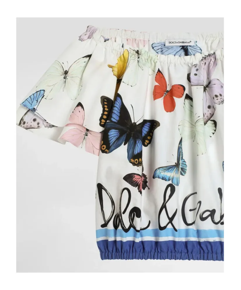 Butterfly Printed Poplin Top