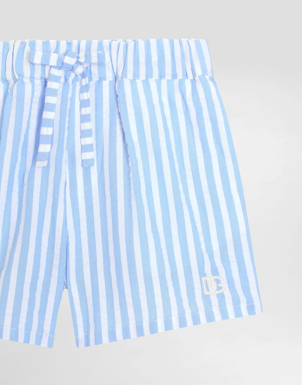 Dg Logo Striped Seersucker Shorts