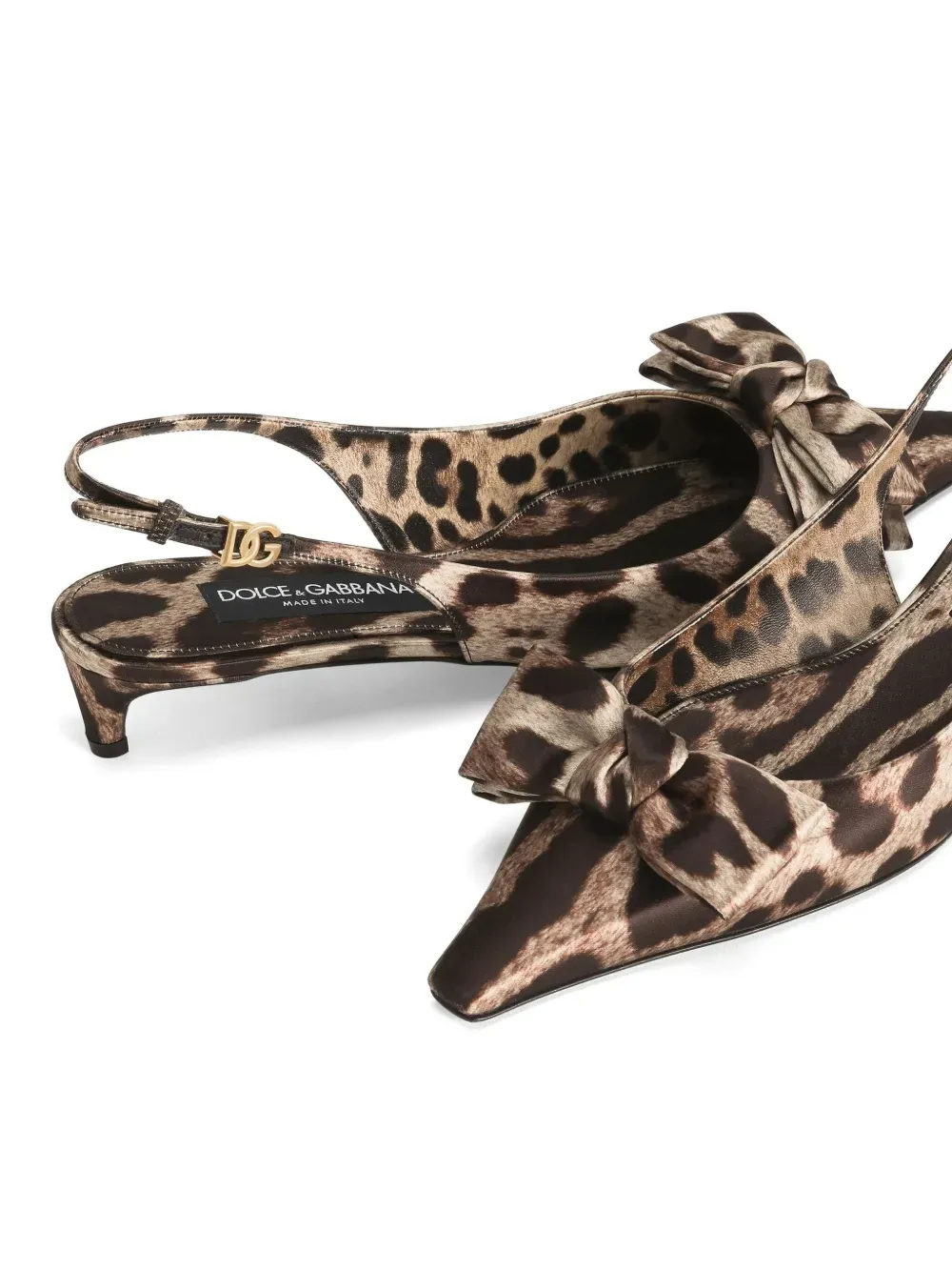 Leopard-Print Satin Slingback Pumps