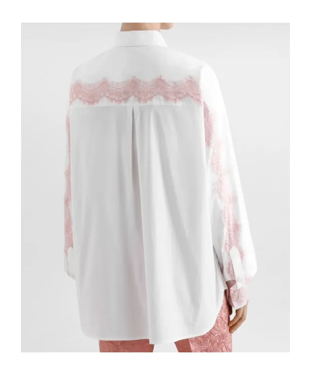 Lace Detailed Oversize Poplin Shirt