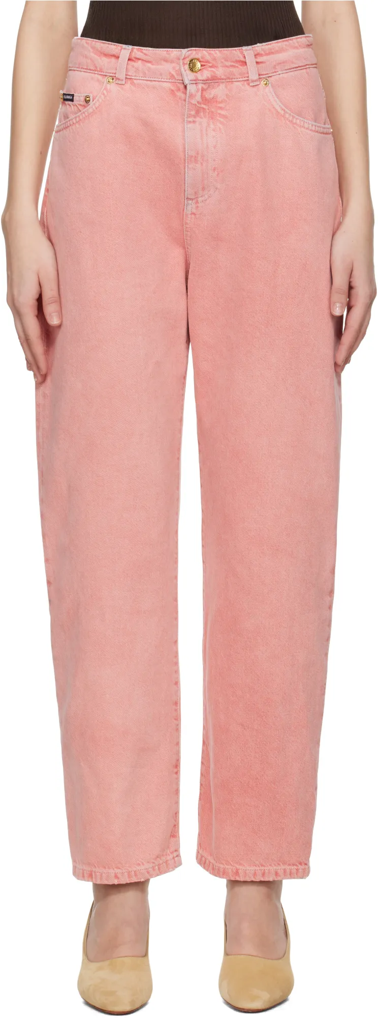Logo Plaque Straight Leg Jeans