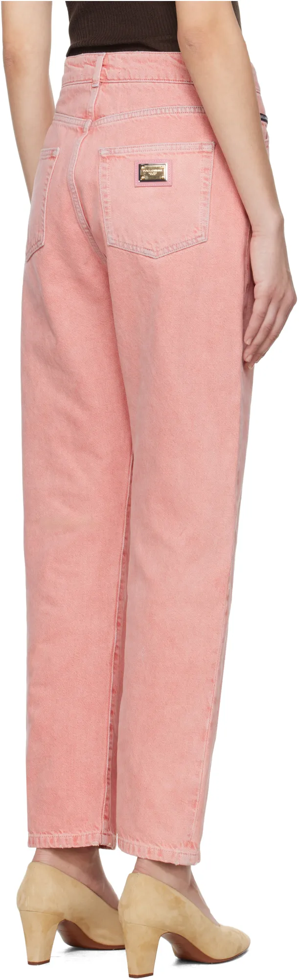 Logo Plaque Straight Leg Jeans