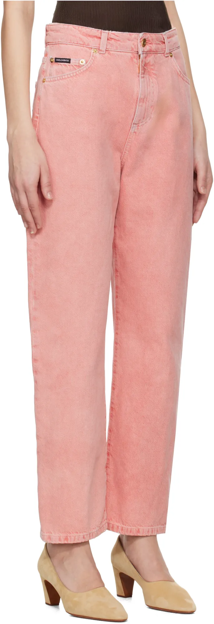 Logo Plaque Straight Leg Jeans