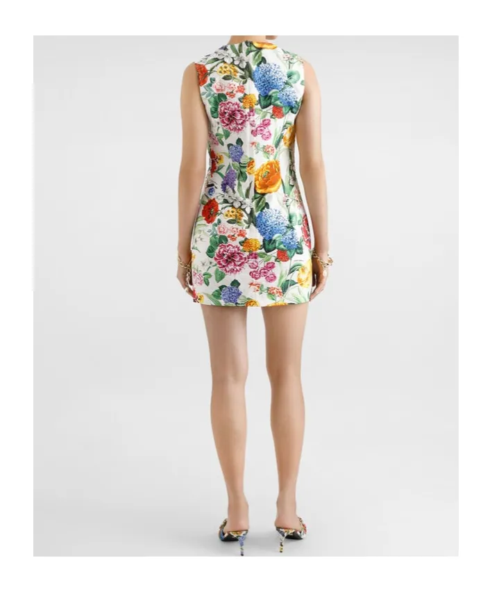 Floral Printed Brocade Midi Dress