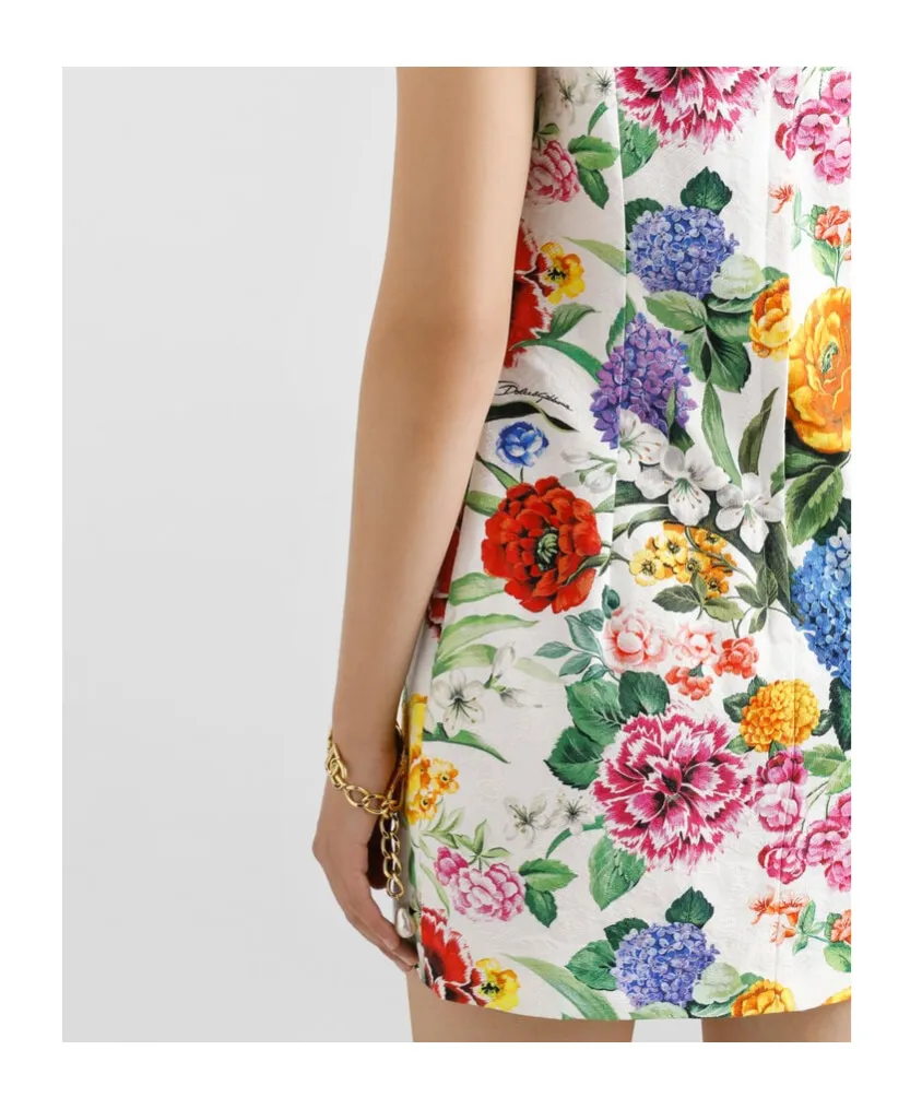 Floral Printed Brocade Midi Dress