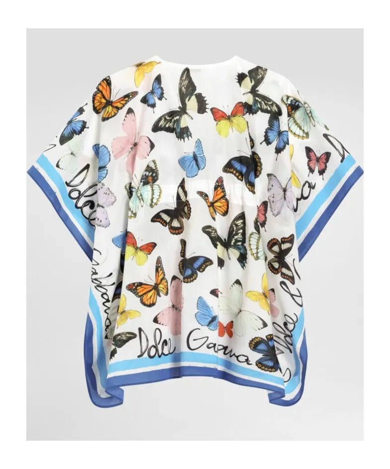 Butterfly-Print Kaftan Dress