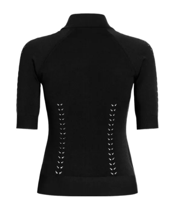 Fine-Knit Polo Top