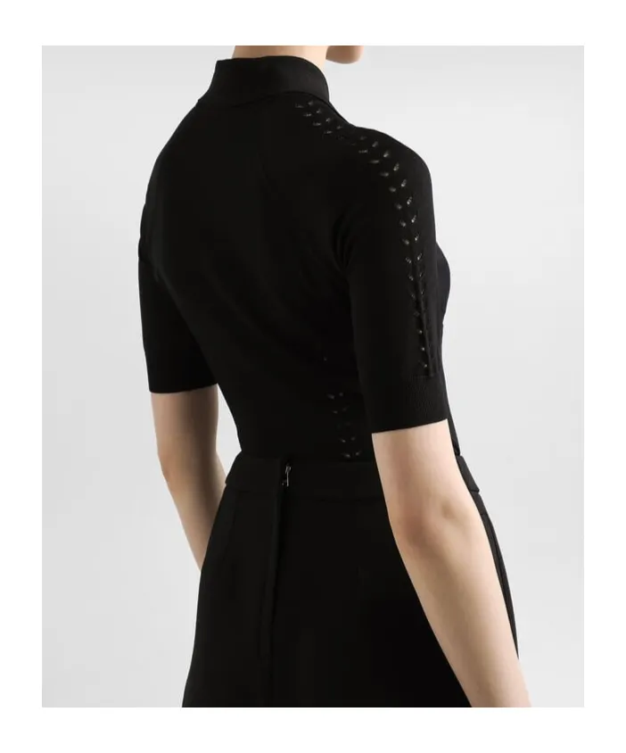 Fine-Knit Polo Top