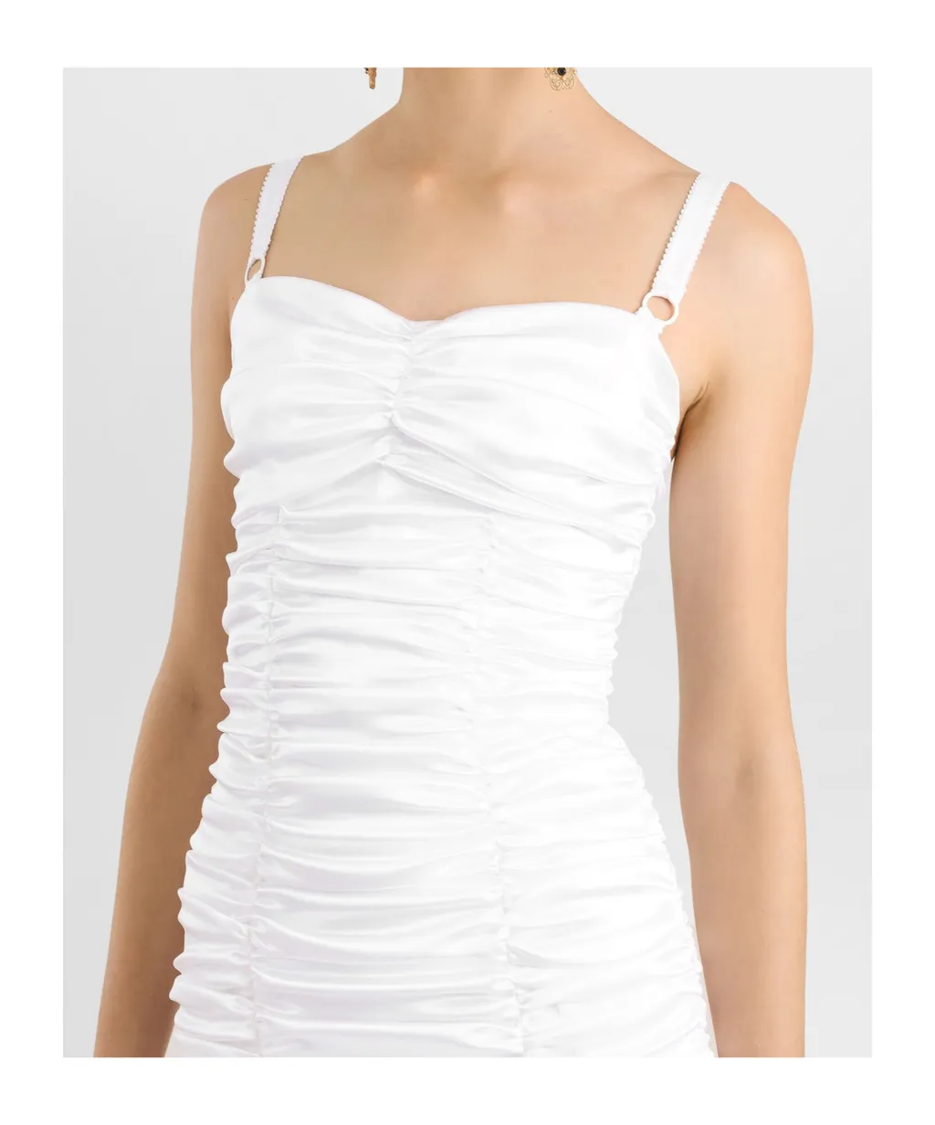 Draped Satin Mini Dress