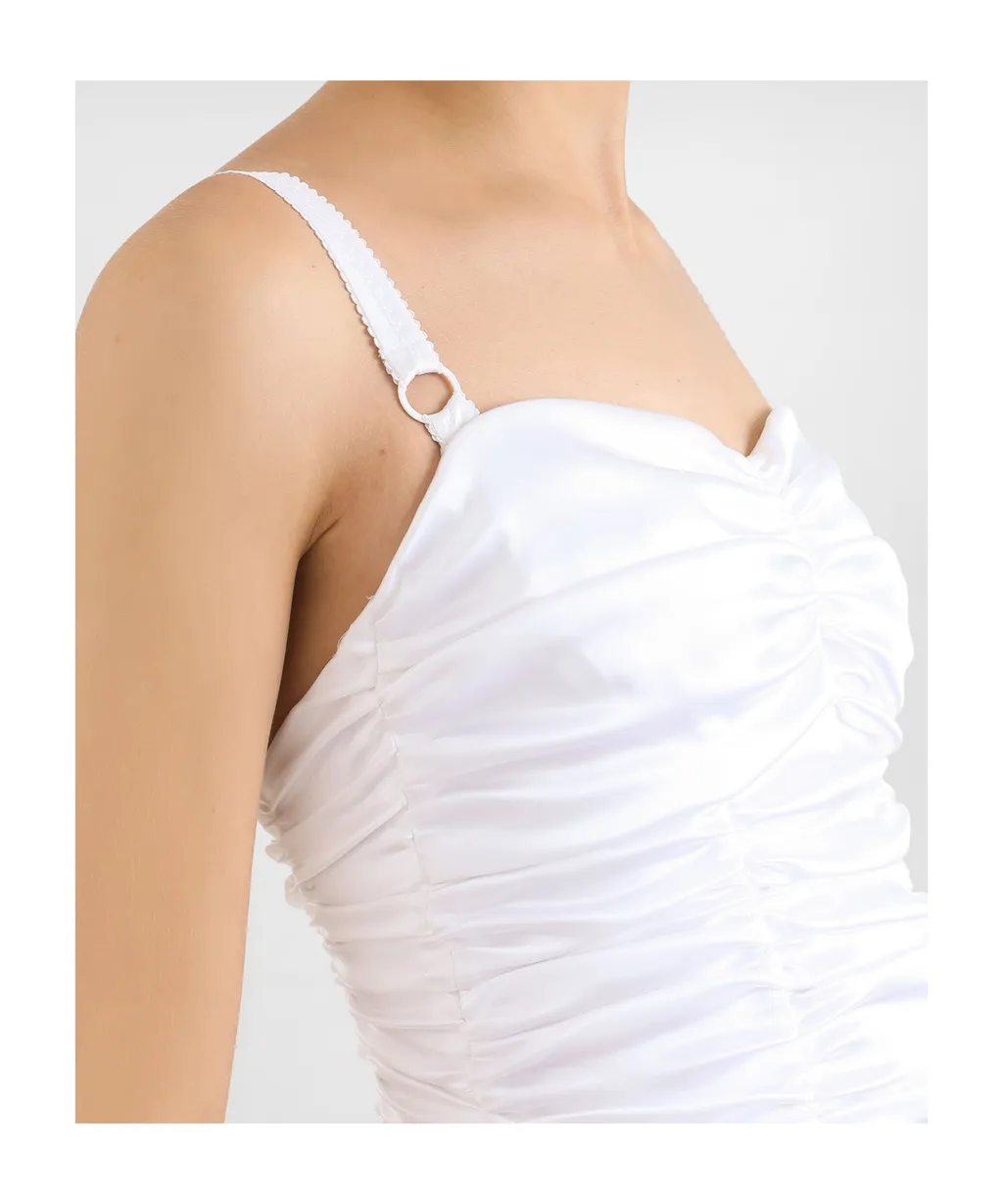 Draped Satin Mini Dress