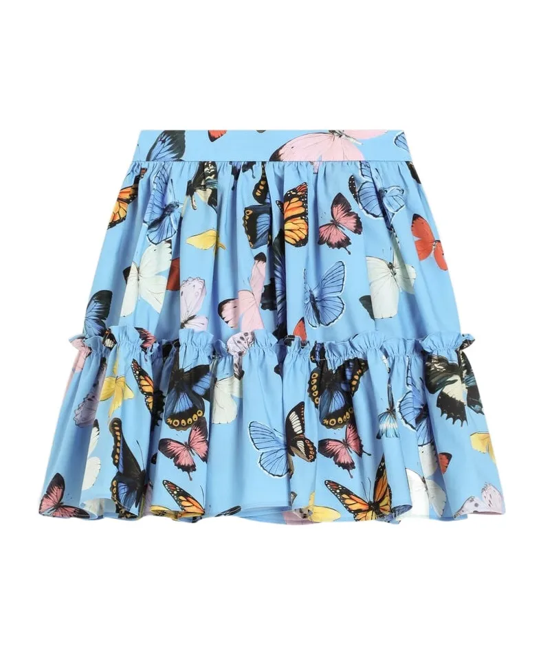 Butterfly Printed Poplin Skirt