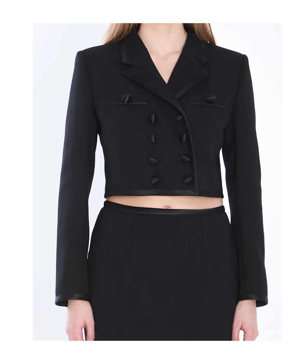 Double-Breasted Crepe Jacket