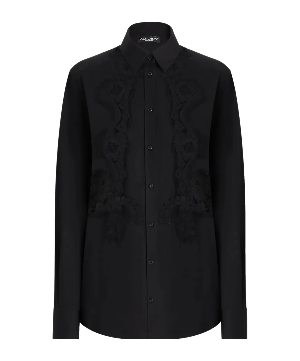 Lace Inlay Poplin Shirt