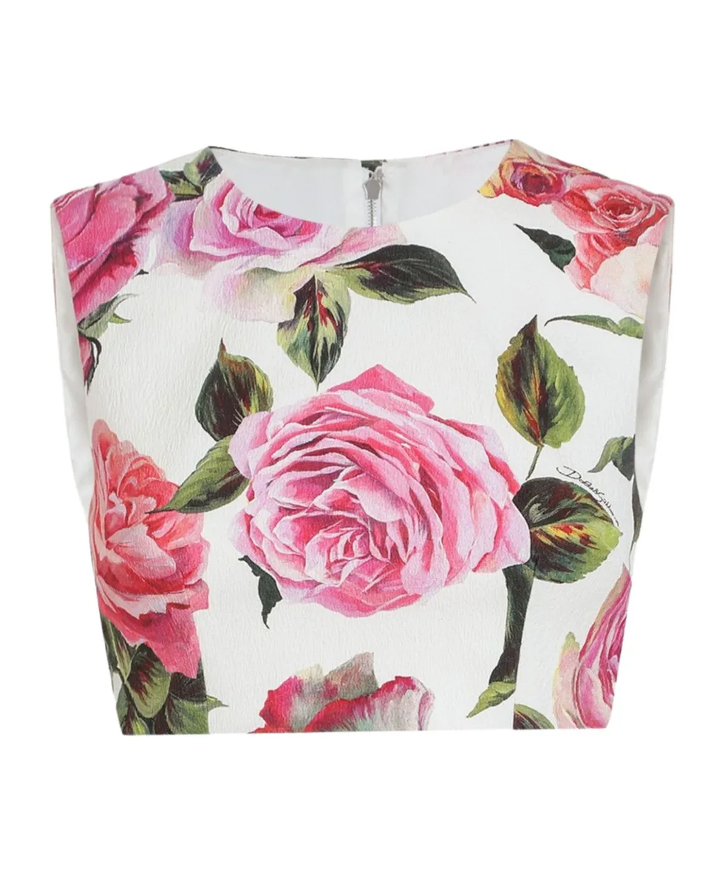 Rose Printed Cropped Top