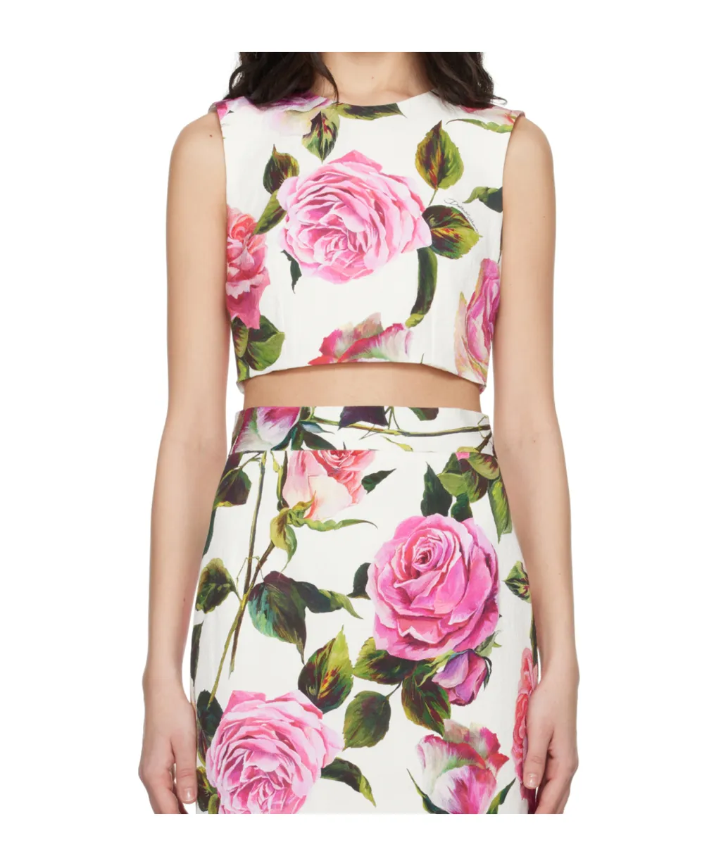 Rose Printed Cropped Top