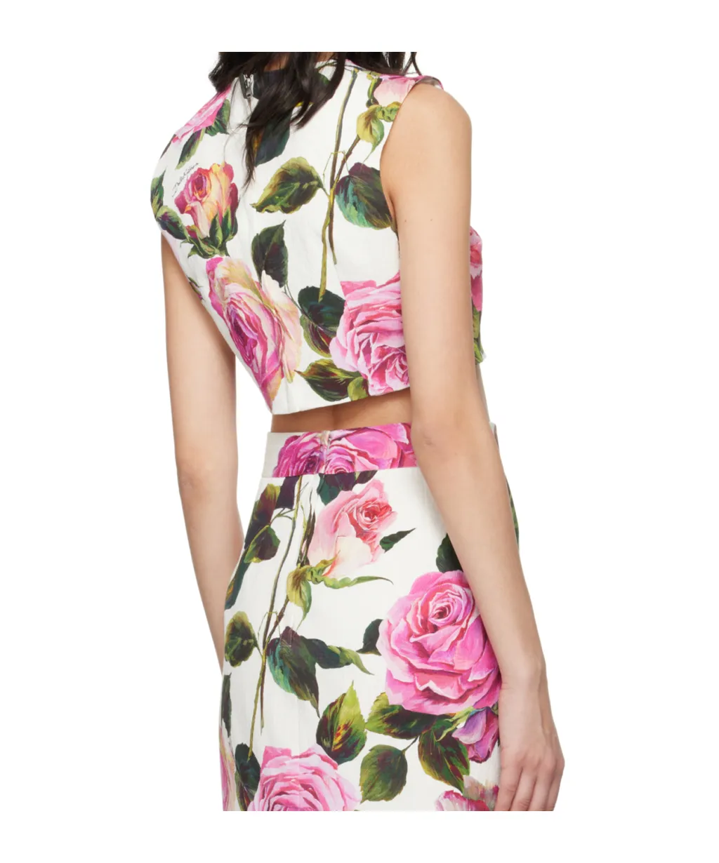 Rose Printed Cropped Top