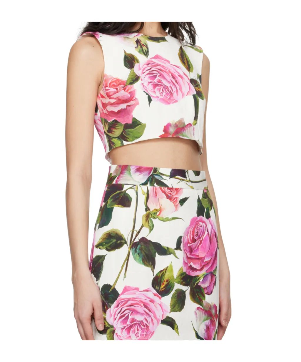 Rose Printed Cropped Top