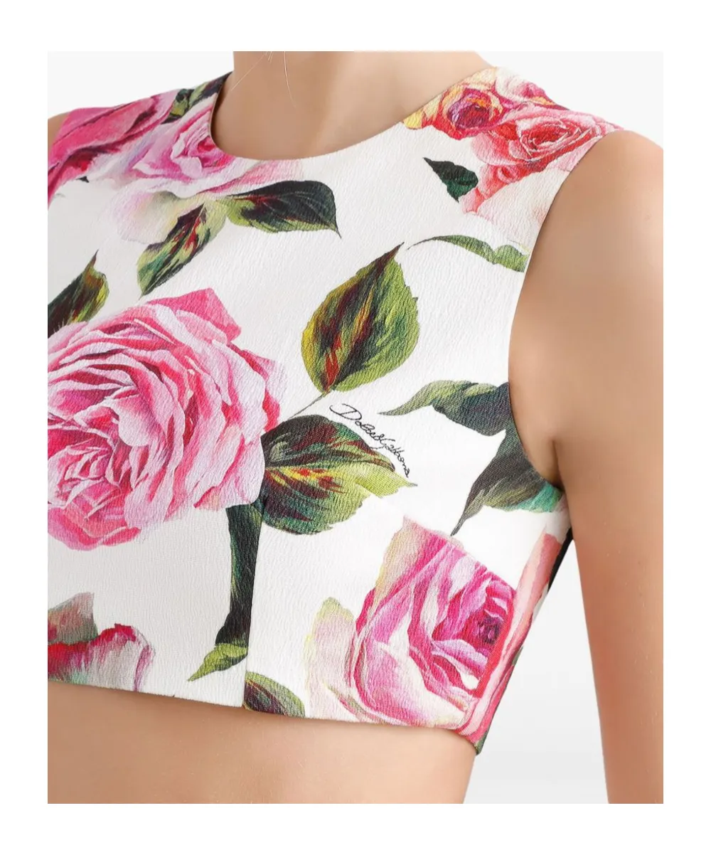Rose Printed Cropped Top