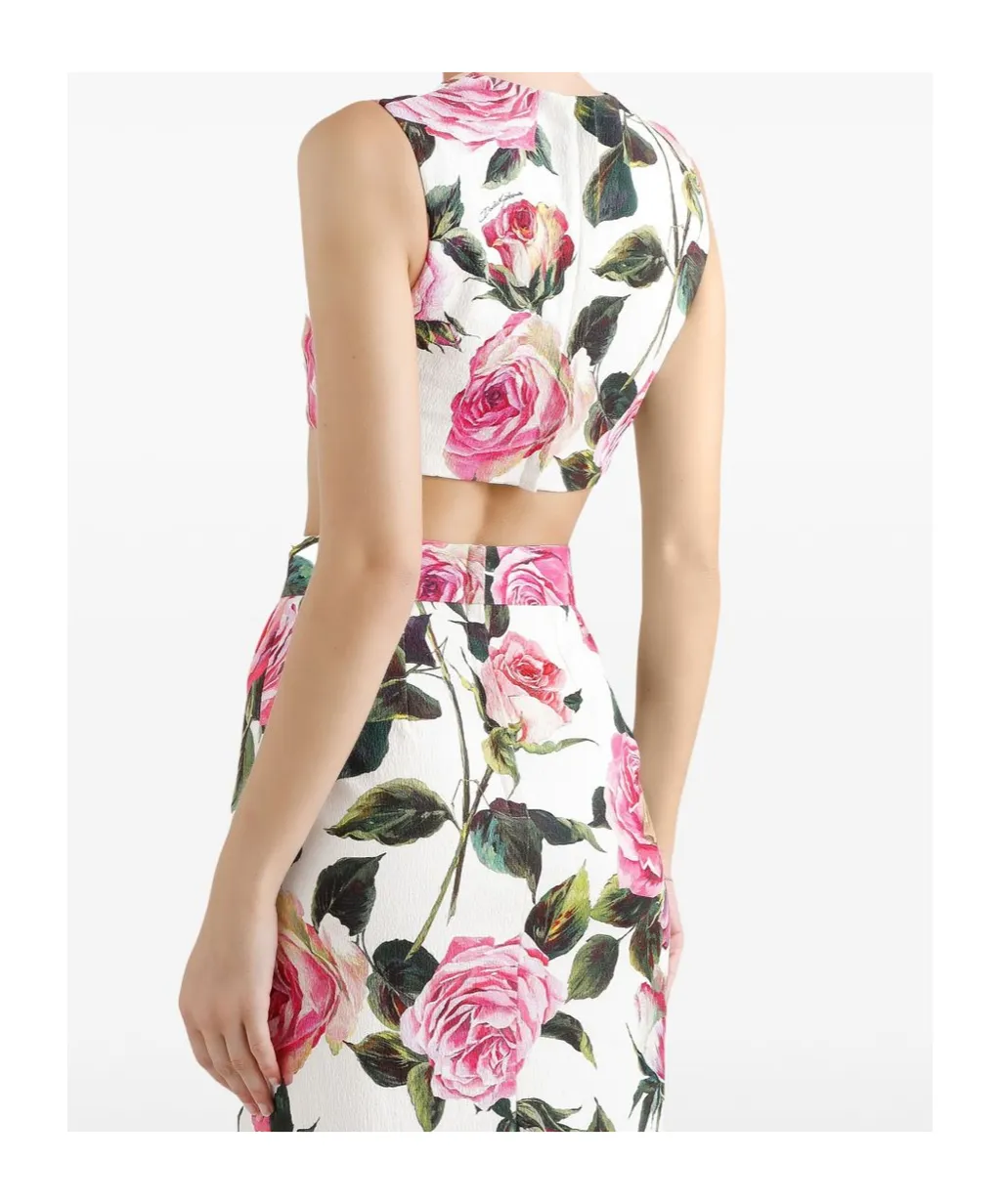 Rose Printed Cropped Top
