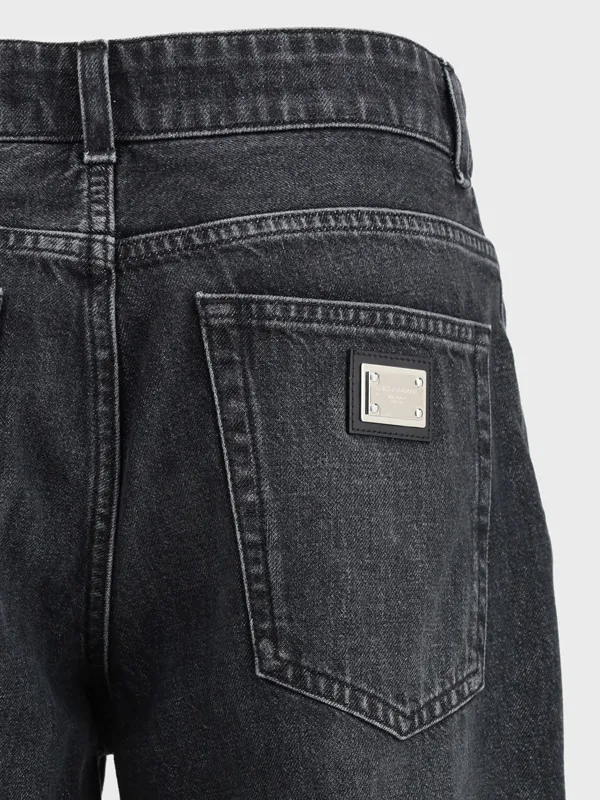 Logo Plaque Straight Leg Jeans