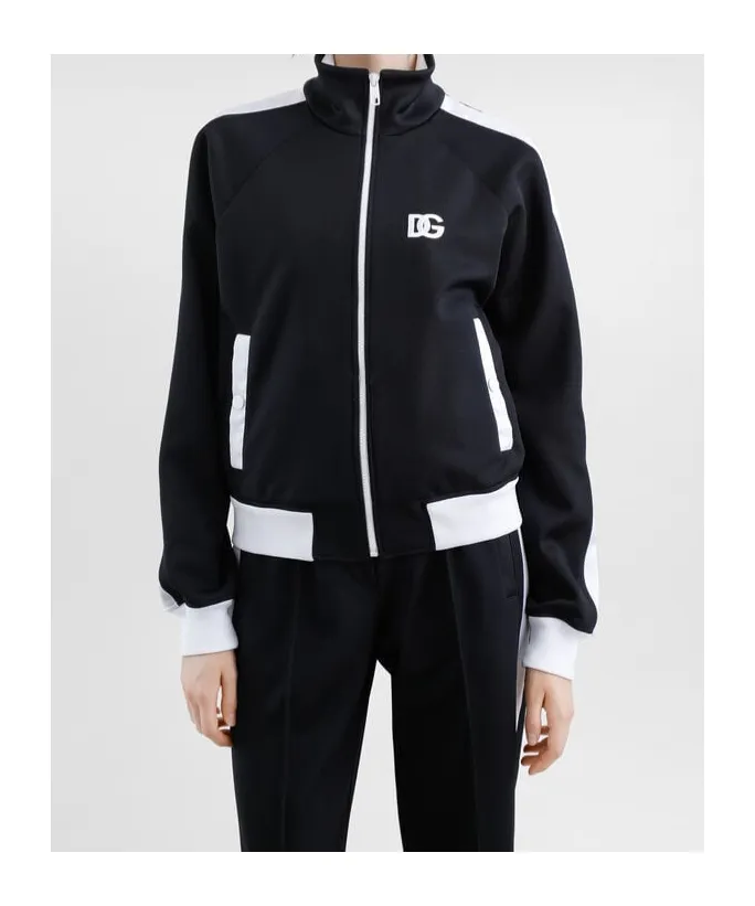 Dg Logo Embroidered Zipped Sweatshirt