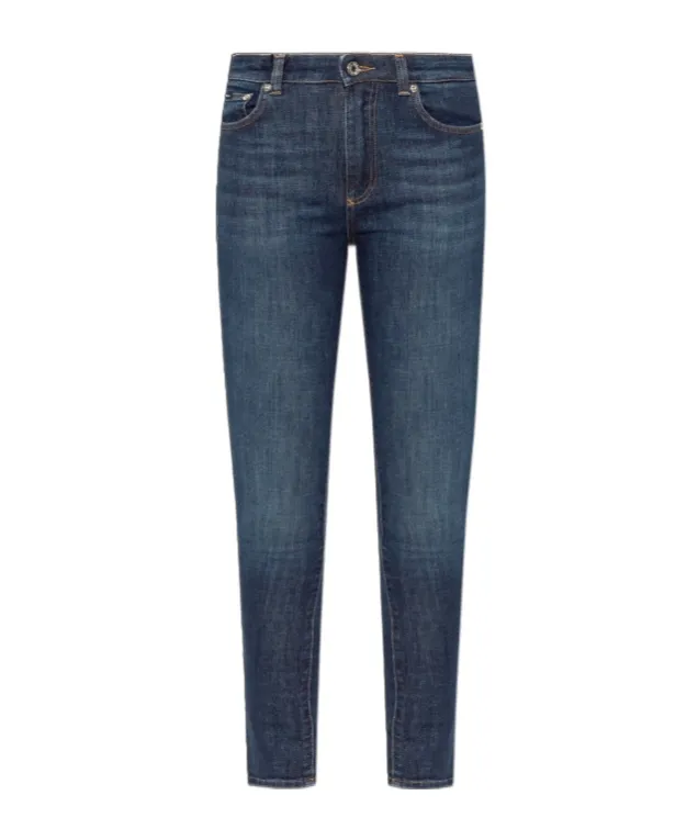 Logo Plaque Tapered Leg Jeans