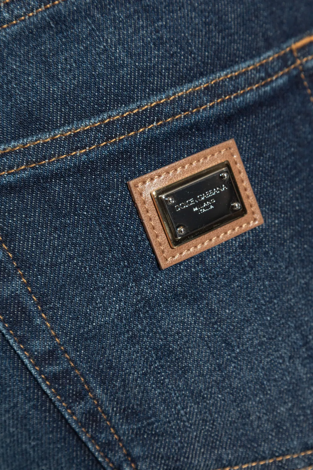 Logo Plaque Tapered Leg Jeans