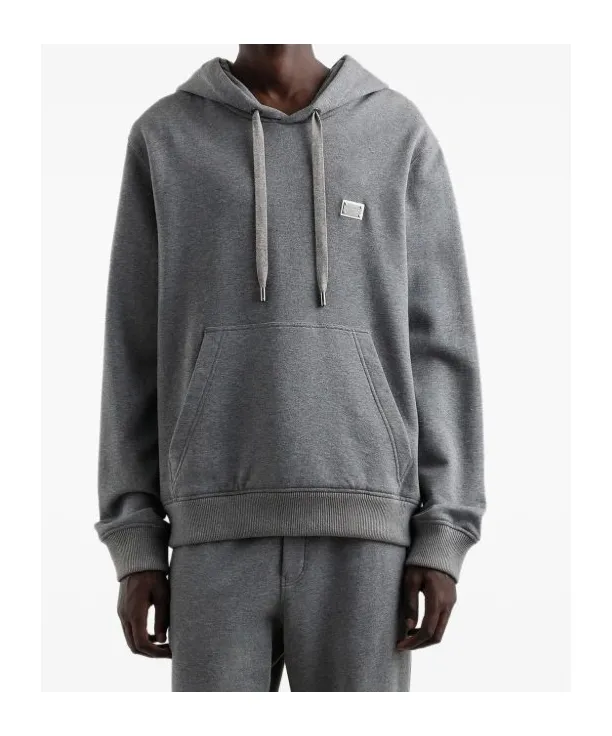 Logo Plaque Drawstring Hoodie
