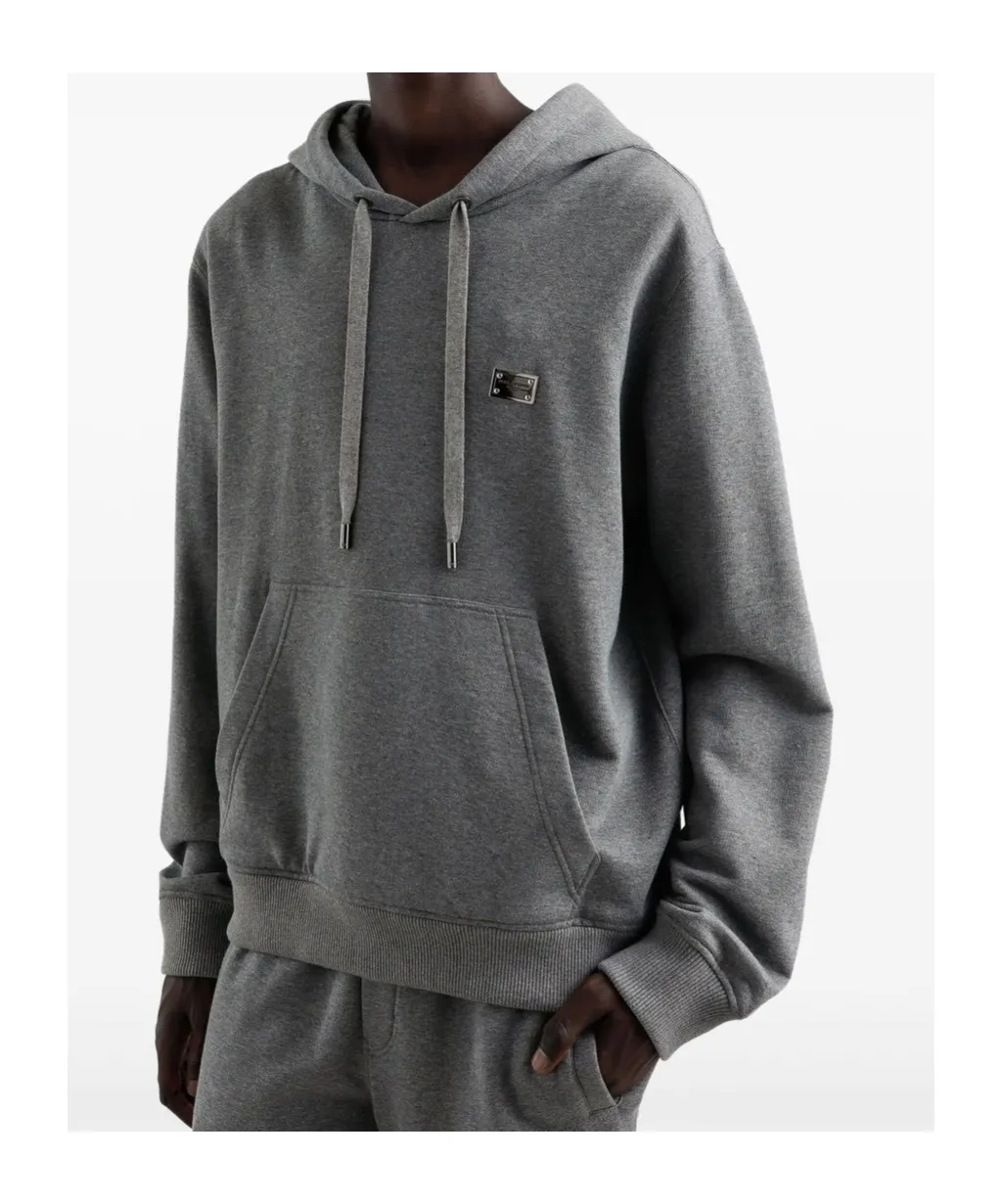Logo Plaque Drawstring Hoodie