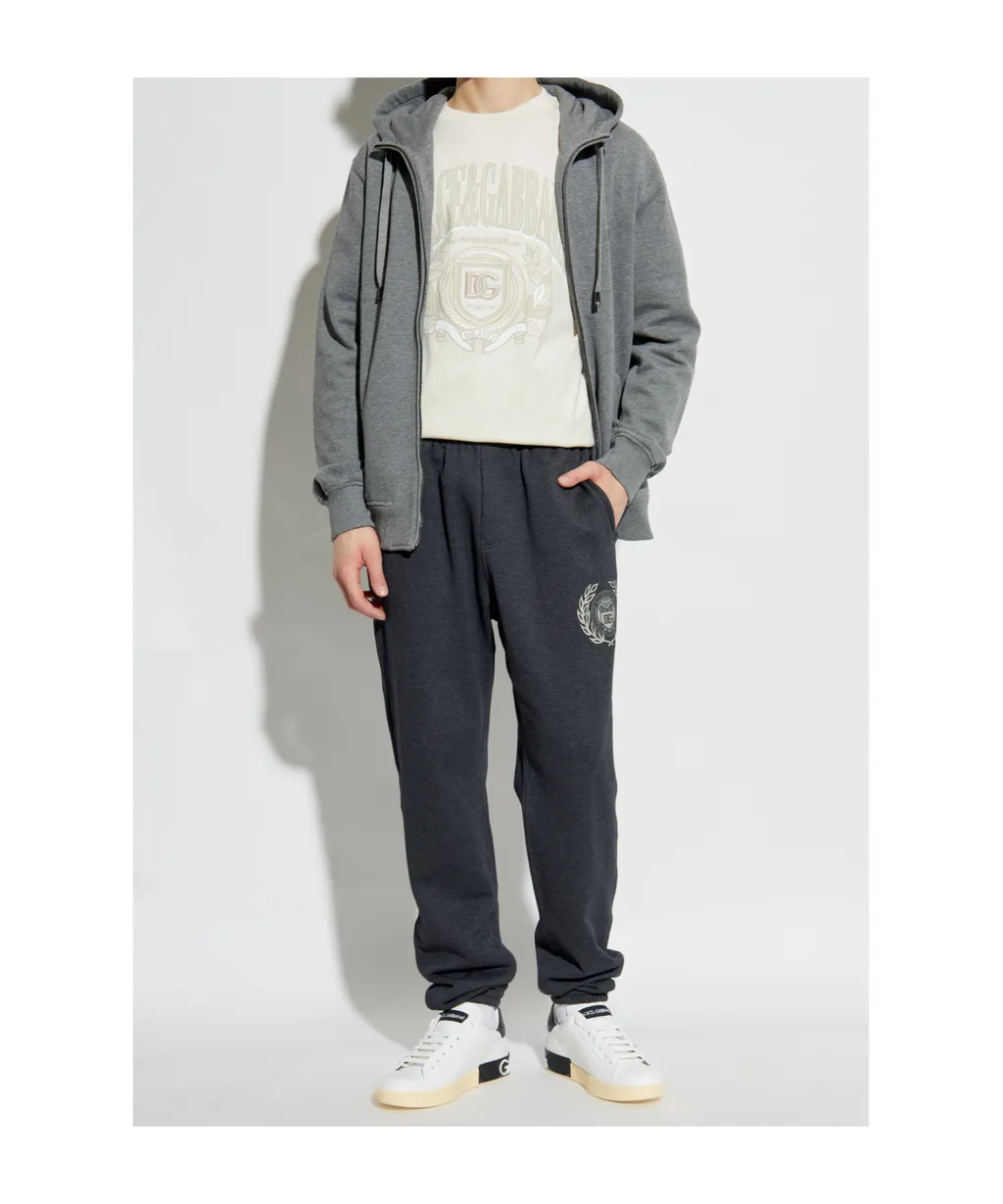Logo Plaque Zipped Drawstring Hoodie