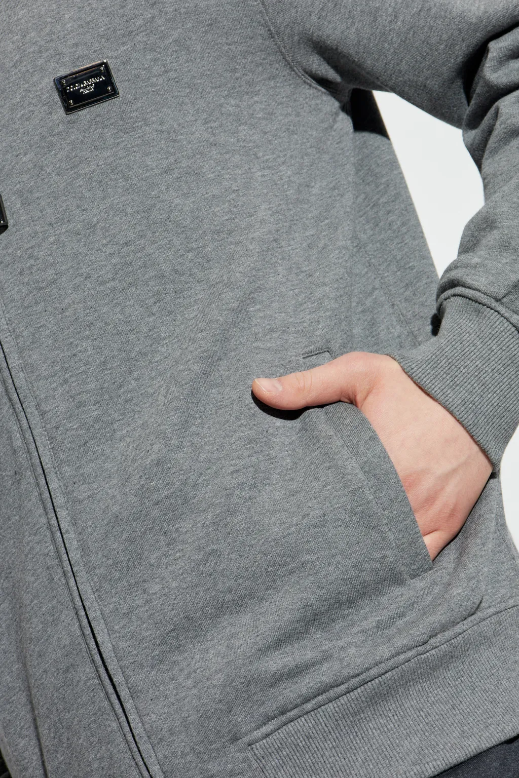 Logo Plaque Zipped Drawstring Hoodie