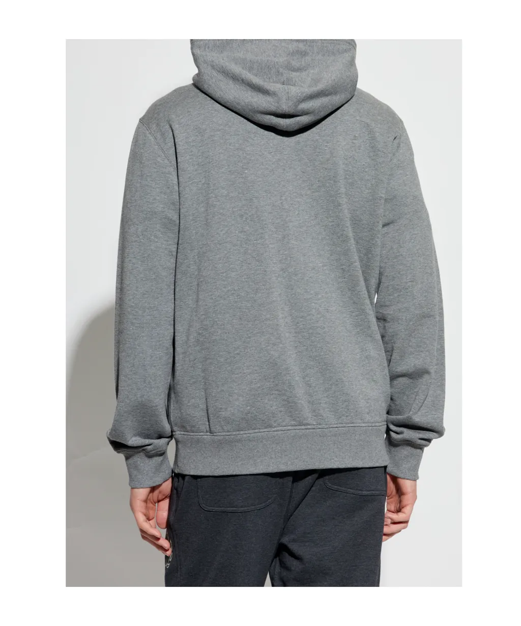 Logo Plaque Zipped Drawstring Hoodie
