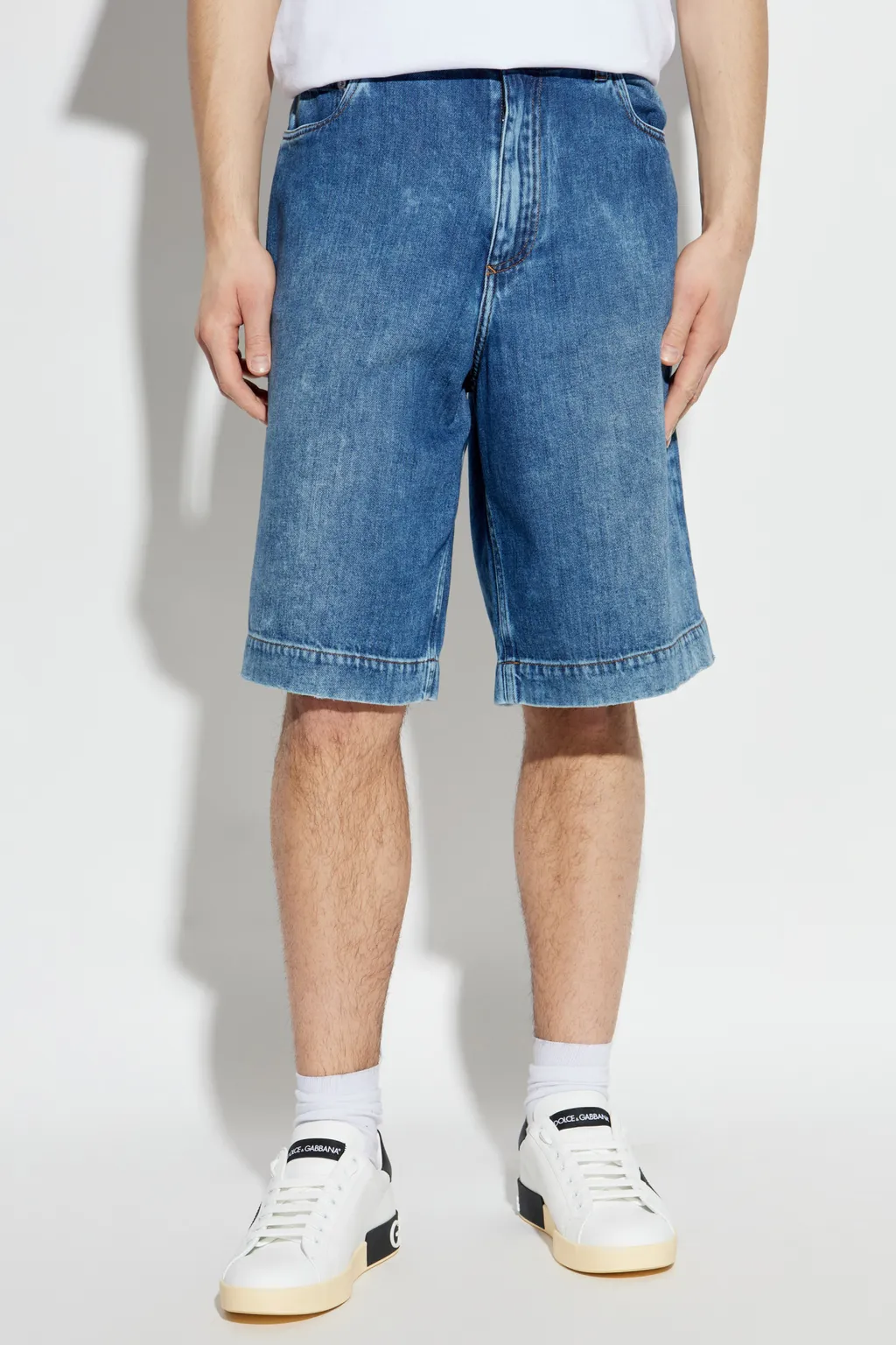 Logo Embroidered Denim Shorts