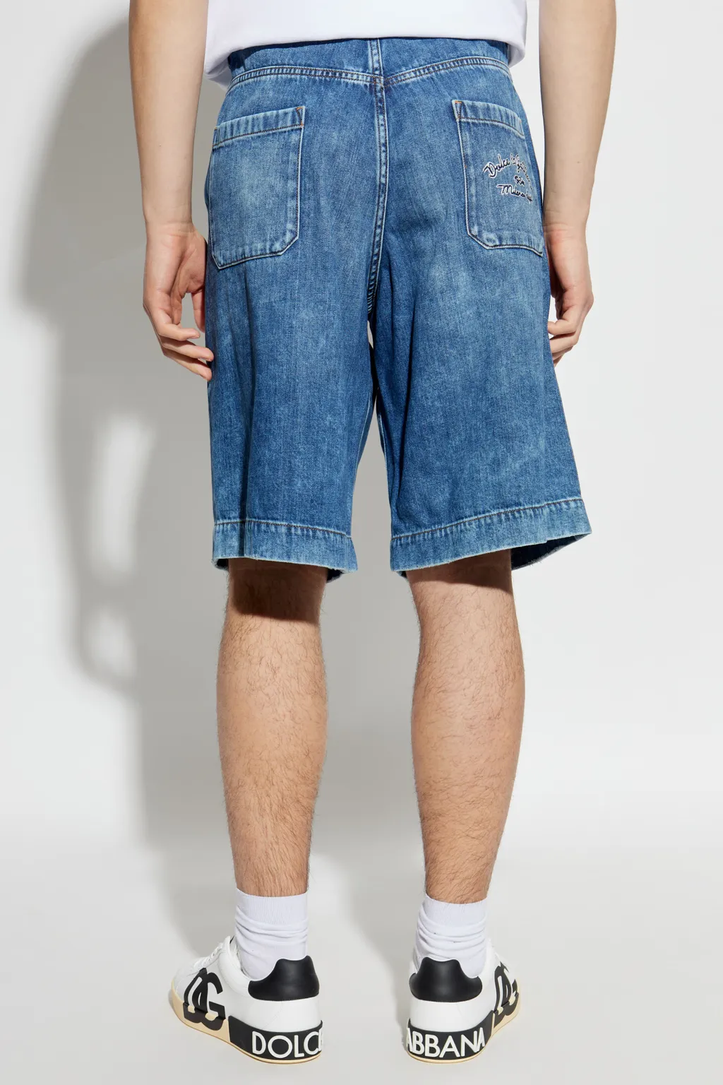 Logo Embroidered Denim Shorts