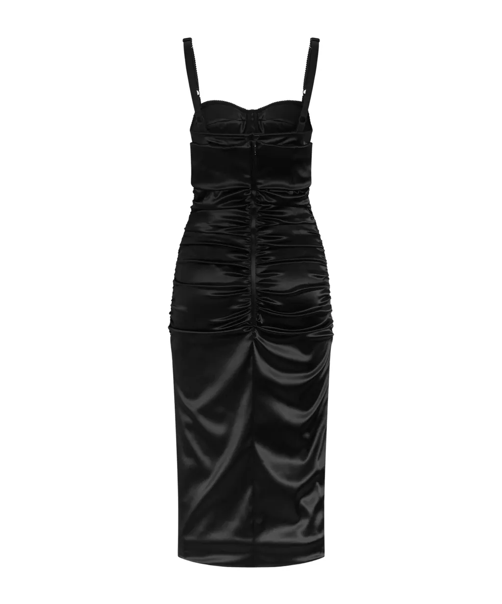 Bra-Style Draped Calf-Length Dress