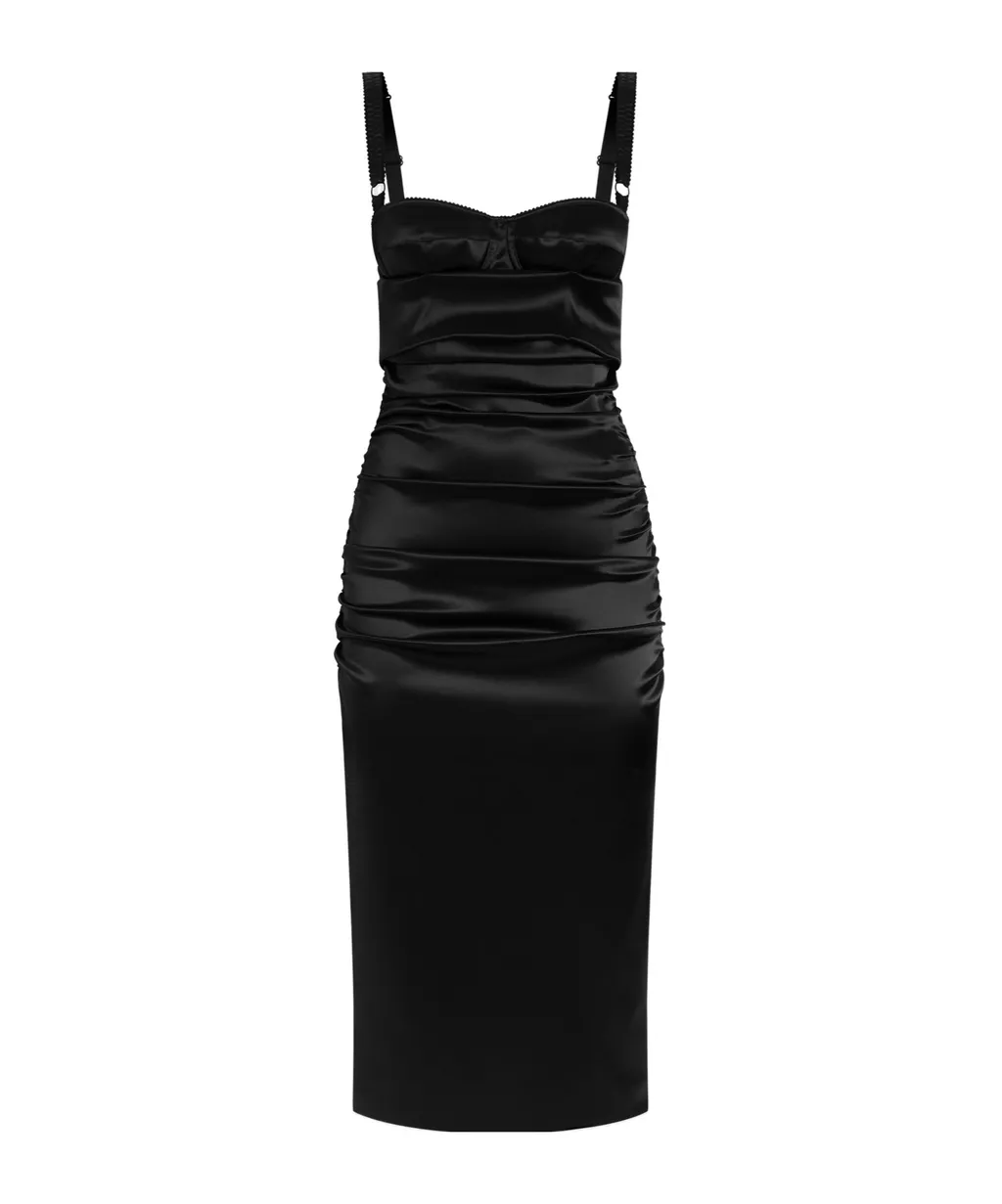 Bra-Style Draped Calf-Length Dress
