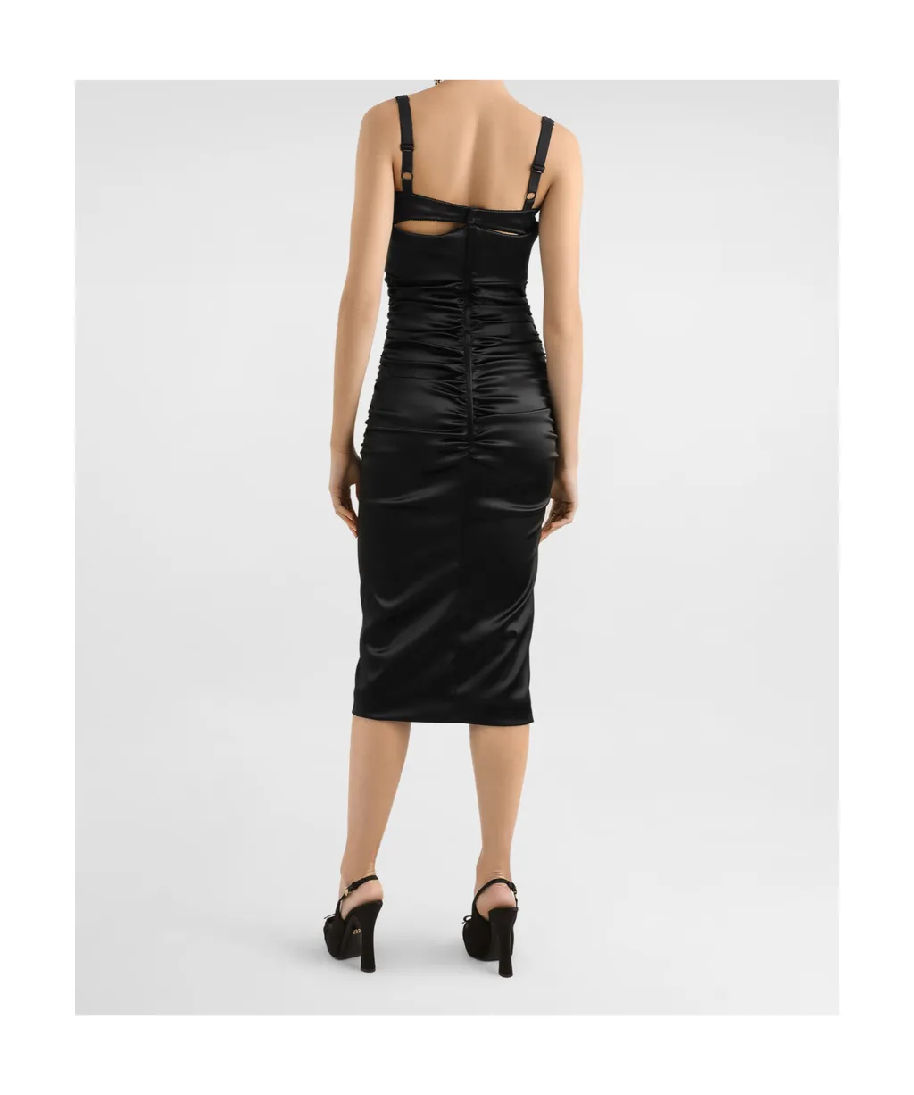 Bra-Style Draped Calf-Length Dress