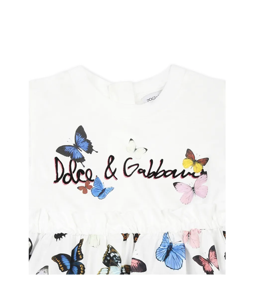Butterfly-Print Poplin And Jersey Dress