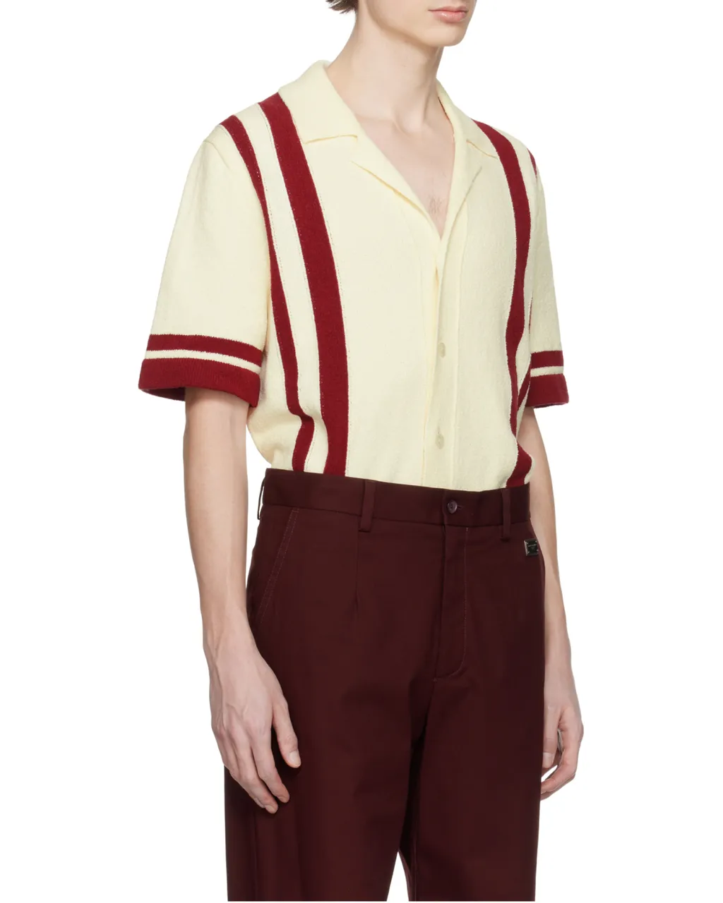 Inlaid Stripe Knitted Polo Shirt