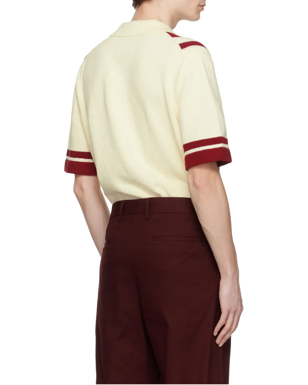 Inlaid Stripe Knitted Polo Shirt