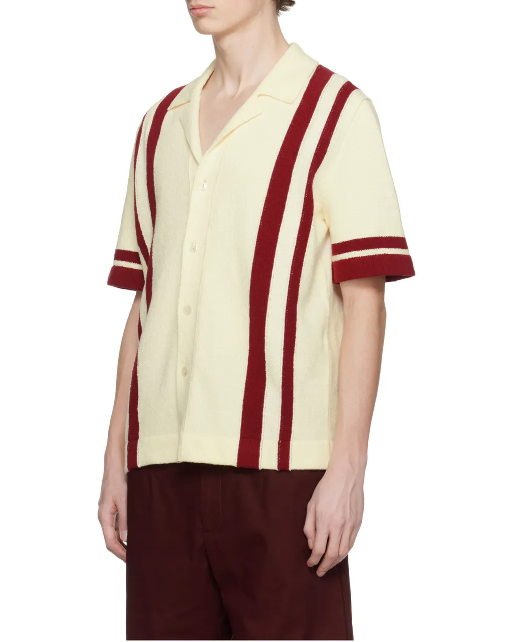 Inlaid Stripe Knitted Polo Shirt