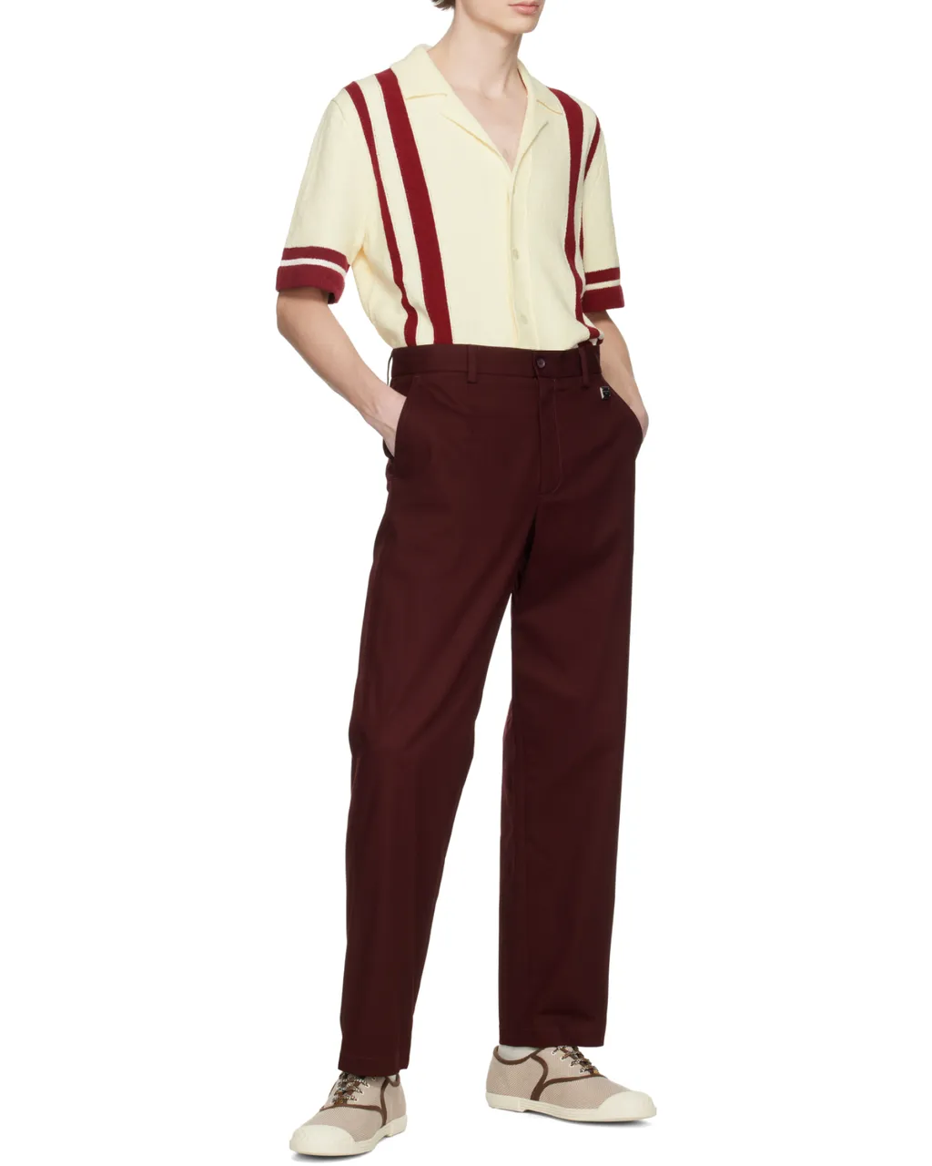 Inlaid Stripe Knitted Polo Shirt