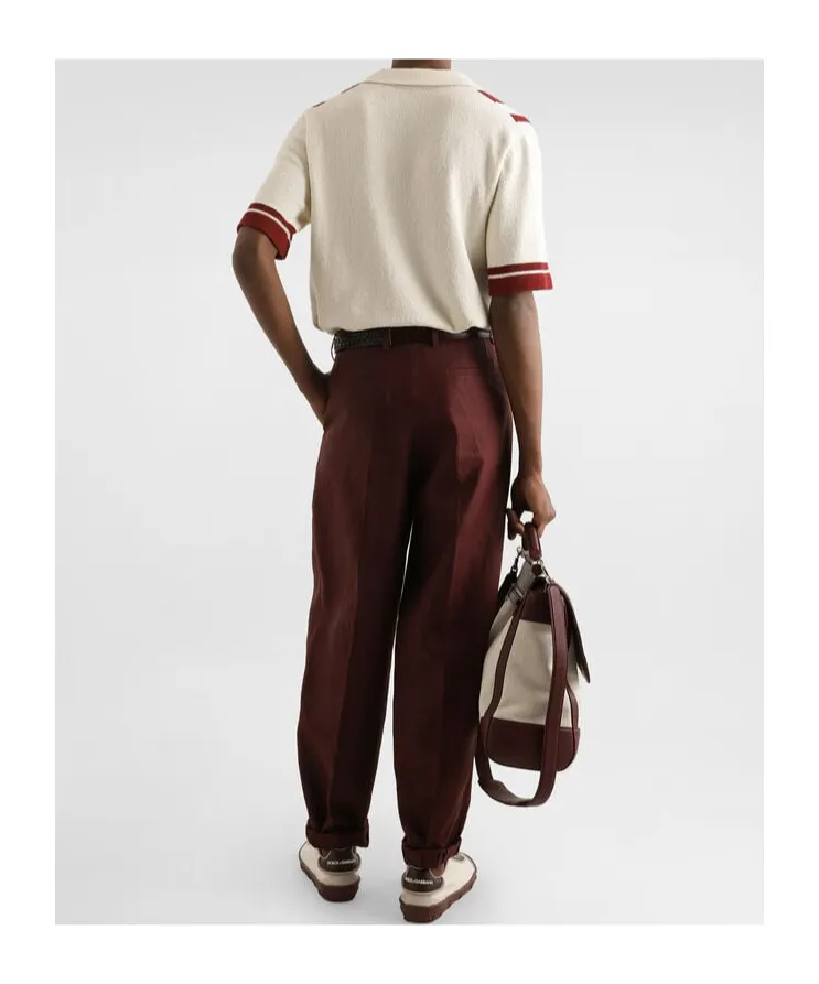 Inlaid Stripe Knitted Polo Shirt