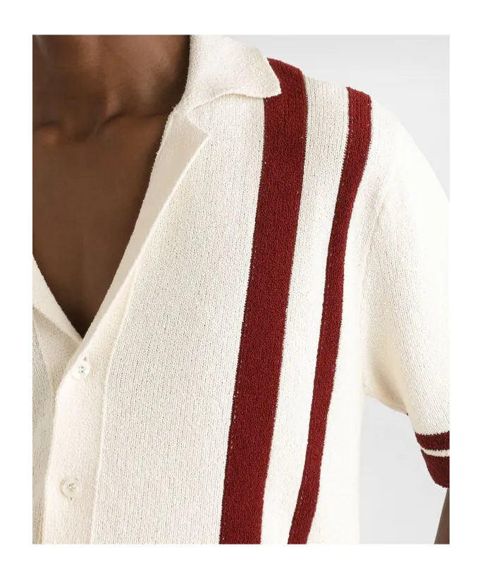 Inlaid Stripe Knitted Polo Shirt