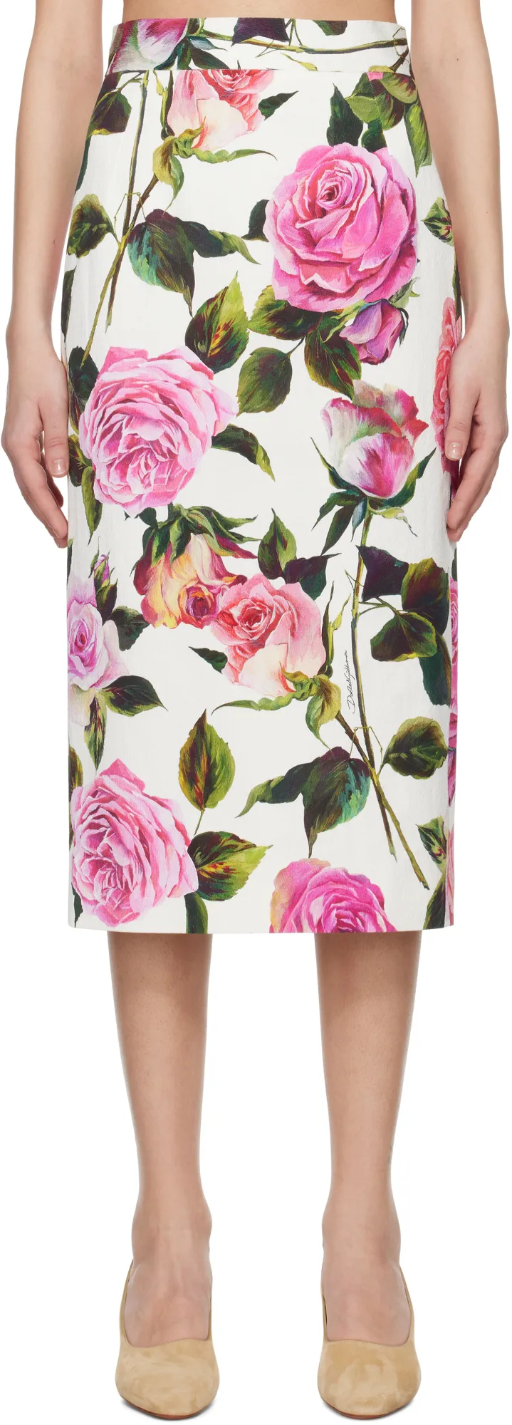 Rose Printed Midi Skirt